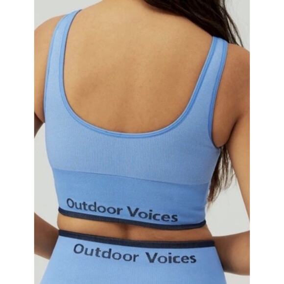 Outdoor Voices Women's Size XXS Seamless Ribbed Knit Longline Bra Blue NWT - Picture 8 of 9